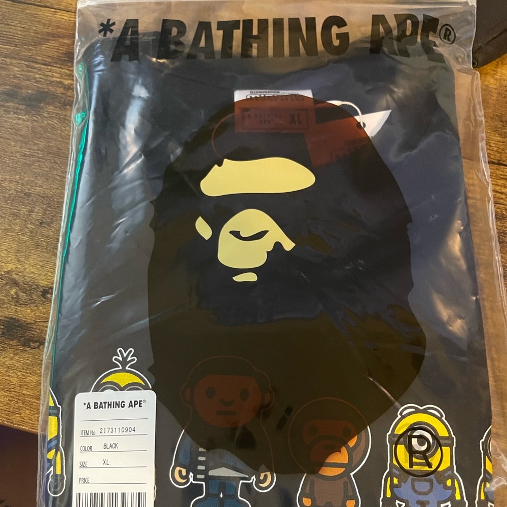 BAPE T SHIRT BLACK MENS MINIONS SIZE XL